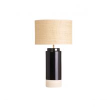 Miliboo - Lampe à poser noire en céramique et abat-jour en rabane H64 cm MAJES