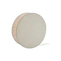 Miliboo - Lampe à poser ronde bi-matière en tissu vert sauge et rabane naturelle D35 cm VERSO