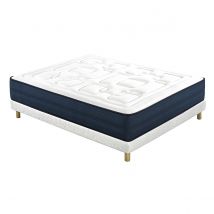 Miliboo - Lit 2 places 140x200 cm avec sommier tapissier et matelas avec accueil mousse mémoire de forme BENJI