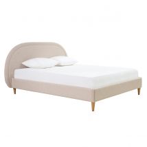 Miliboo - Lit 2 places 160x200 en tissu beige CHARLINE