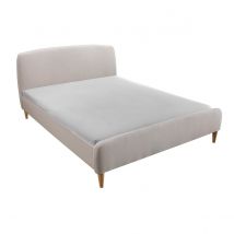 Miliboo - Lit 2 places 160x200cm en tissu beige NIELS