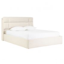 Miliboo - Lit coffre 2 places 160x200 cm en tissu texturé beige HONO