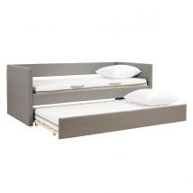 Miliboo - Lit gigogne en tissu gris 90x190 cm ELIE