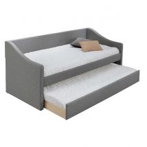 Miliboo - Lit gigogne en tissu gris clair 90x190 cm BEKKER