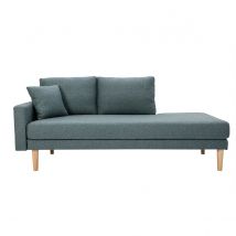 Miliboo - Méridienne scandinave en tissu vert de gris et bois clair massif L190 cm BERTILLE