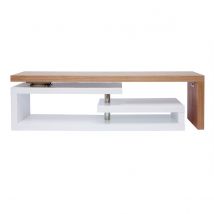 Miliboo - Meuble TV design modulable blanc et bois clair chêne L215 cm MAX