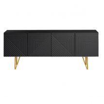 Miliboo - Meuble TV design noir et métal doré L140 cm OZEN
