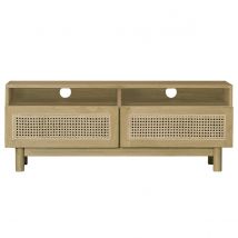 Miliboo - Meuble TV en bois clair et cannage rotin L120 cm GALINA