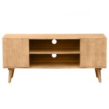 Miliboo - Meuble TV en bois clair manguier massif gravé 2 portes L135 cm RUBIA