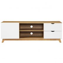 Miliboo - Meuble TV scandinave blanc et bois clair L150 cm NEELA