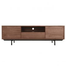 Miliboo - Meuble TV vintage en bois foncé niche ouverte L160 cm MANNY