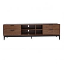 Miliboo - Meuble TV vintage finition bois foncé noyer et métal noir avec rangements L180 cm SARTO