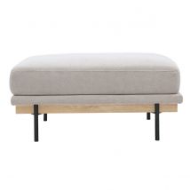Miliboo - Pouf repose pieds en tissu chenille beige et métal noir TODD