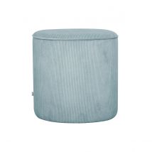 Miliboo - Pouf rond en tissu velours côtelé bleu grisé D40 cm LOUIS