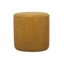 Miliboo - Pouf rond en tissu velours côtelé jaune D40 cm LOUIS