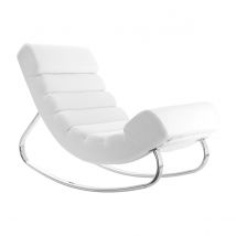 Miliboo - Rocking chair design blanc et acier chromé TAYLOR