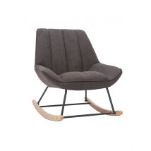 Miliboo - Rocking chair design en tissu effet velours gris foncé, métal noir et bois clair BILLIE