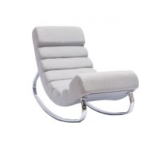 Miliboo - Rocking chair design en tissu gris clair et acier chromé TAYLOR