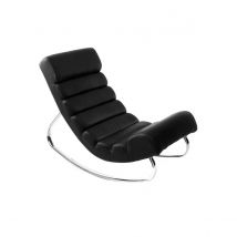 Miliboo - Rocking chair design noir et acier chromé TAYLOR