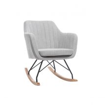 Miliboo - Rocking chair scandinave en tissu gris clair, métal noir et bois clair ALEYNA