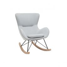 Miliboo - Rocking chair scandinave en tissu gris clair, métal noir et bois clair ESKUA