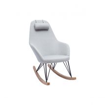 Miliboo - Rocking chair scandinave en tissu gris, métal noir et bois clair JHENE