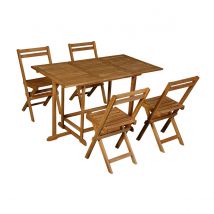 Miliboo - Set d'une table extensible avec rangements et de 4 chaises pliantes en bois massif CARMEN