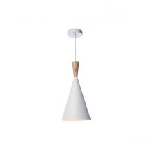 Miliboo - Suspension en métal blanc et bois clair D19 cm JAVA