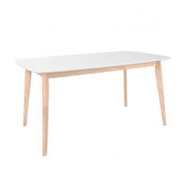 Miliboo - Table à manger design blanc et bois clair L120 cm LEENA
