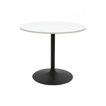 Miliboo - Table à manger design ronde blanche et métal noir D90 cm CALISTA