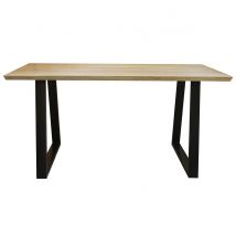 Miliboo - Table à manger en bois manguier massif et métal noir L160 cm VIJAY