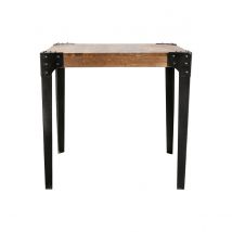 Miliboo - Table à manger industrielle en acier et bois manguier massif L80 cm MADISON