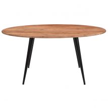 Miliboo - Table à manger ovale en bois massif et métal noir L160 cm OBALI