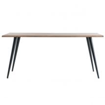 Miliboo - Table à manger rectangulaire industrielle en bois massif et métal noir L175 cm EDGE