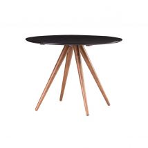Miliboo - Table à manger ronde design noyer et noir D106 cm WALFORD