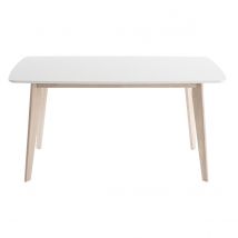 Miliboo - Table à manger scandinave blanc et bois clair rectangulaire L150 cm LEENA