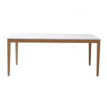 Miliboo - Table à manger scandinave extensible blanche pieds bois rectangulaire L180-260 cm DELAH