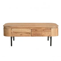 Miliboo - Table basse avec rangements en bois massif et métal noir 4 tiroirs L115 cm NAPOLI