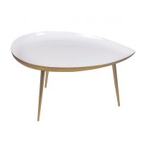 Miliboo - Table basse design en acier laqué blanc et doré L80 cm DROP