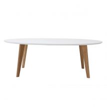 Miliboo - Table basse ovale scandinave blanc et bois clair chêne L120 cm EKKA