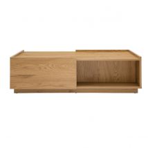 Miliboo - Table basse rectangulaire avec rangements 2 tiroirs finition bois clair chêne L120 cm MADERO