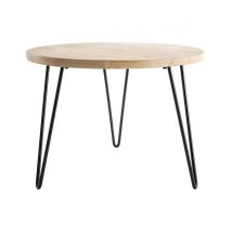 Miliboo - Table basse ronde bois manguier massif et métal noir D60 cm VIBES