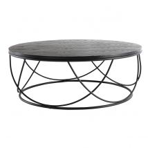 Miliboo - Table basse ronde bois noir et métal noir D80 cm LACE