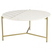 Miliboo - Table basse ronde design en marbre blanc et laiton D90 cm SILLON