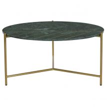 Miliboo - Table basse ronde design en marbre vert et laiton D90 cm SILLON