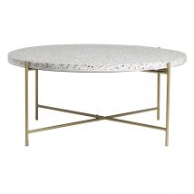 Miliboo - Table basse ronde design en terrazzo et métal doré D81 cm MEZZO