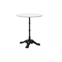 Miliboo - Table bistrot ronde en pierre minérale et métal noir L60 cm CONTY