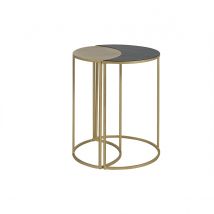 Miliboo - Table d'appoint en métal laqué noir et doré TOSCANE