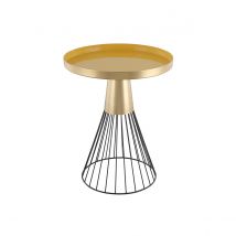 Miliboo - Table d'appoint ronde en acier laqué moutarde et doré D41 cm SPLEEN