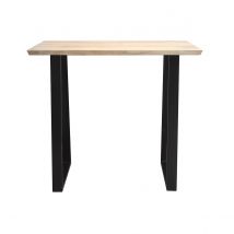 Miliboo - Table de bar en bois manguier massif et métal noir L120 cm VIJAY